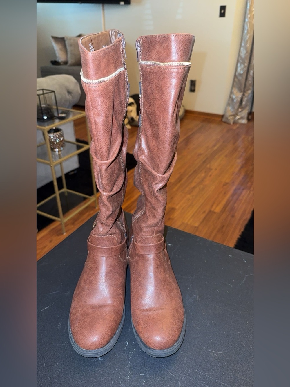 Shoe Dazzle Tall Slouchy Riding Boots - Brown